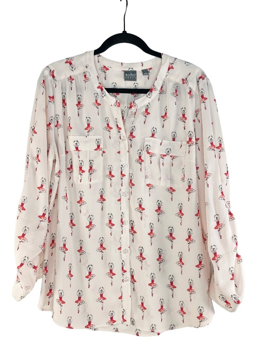 SOHO NY&C - Ballerina Long Sleeve Ballet Pink Blouse - Large - NWOT